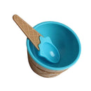 Blue Plastic Ice Cream Sundae Dish Bowl with Matching Spoon Kids Children Summer Party Dessert Cup Cone