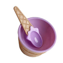 Purple Plastic Ice Cream Sundae Dish Bowl with Matching Spoon Kids Children Summer Party Dessert Cup Cone