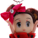 Key Chain Split Ring 10cm Polka Dot Bowknot Girl Doll Charm Woman Accessory