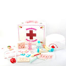 Children Wooden Doctor Medical Set Kids Role Play Pretend Game Carry Case