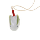 Cute Rabbit Ceramic Handmade Hanging Home Decor Accessory Green Ear with Cord