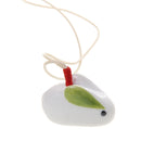 Cute Rabbit Ceramic Handmade Hanging Home Decor Accessory Green Ear with Cord