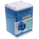 Blue Coin Box Safe Piggy Bank Money Box with Password Lock Christmas Gift