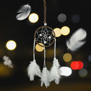 Mini Brown Circular White Feather Dream Catcher for Car Hanging Decor