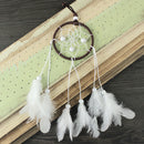 Mini Brown Circular White Feather Dream Catcher for Car Hanging Decor