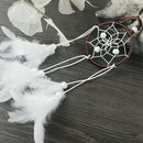 Mini Brown Circular White Feather Dream Catcher for Car Hanging Decor