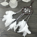 Mini Brown Circular White Feather Dream Catcher for Car Hanging Decor