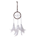 Mini Brown Circular White Feather Dream Catcher for Car Hanging Decor