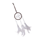 Mini Brown Circular White Feather Dream Catcher for Car Hanging Decor