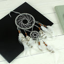 Grey 2 Circular Feather Dreamcatcher Car Home Decor Hanging Ornaments 19inch