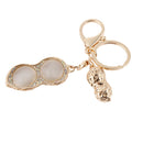 Fashion Rhinestone Crystal Peanut Charm Purse Bag Key Ring Keychain Keyfob