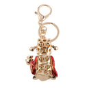 Fashion Rhinestone Crystal God of Wealth Charm Purse Bag Key Ring Keychain Keyfob