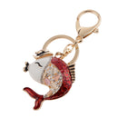 Fashion Rhinestone Crystal Red Carp Fish Charm Purse Bag Key Ring Keychain Keyfob