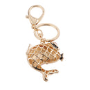 Fashion Rhinestone Crystal Black Carp Fish Charm Purse Bag Key Ring Keychain Keyfob