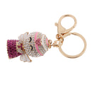 Fashion Rhinestone Crystal Fuchsia Angel Charm Purse Bag Key Ring Keychain Keyfob