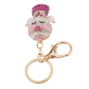 Fashion Rhinestone Crystal Fuchsia Angel Charm Purse Bag Key Ring Keychain Keyfob