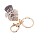 Fashion Rhinestone Crystal Purple Angel Charm Purse Bag Key Ring Keychain Keyfob