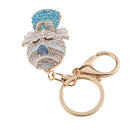 Fashion Rhinestone Crystal Blue Angel Charm Purse Bag Key Ring Keychain Keyfob