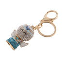 Fashion Rhinestone Crystal Blue Angel Charm Purse Bag Key Ring Keychain Keyfob