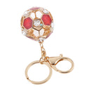 Fashion Rhinestone Crystal Red Football Soccer Charm Purse Bag Key Ring Keychain Keyfob
