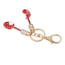 Fashion Rhinestone Crystal Red Spoons Charm Purse Bag Key Ring Keychain Keyfob