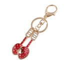 Fashion Rhinestone Crystal Red Spoons Charm Purse Bag Key Ring Keychain Keyfob
