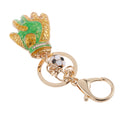 Fashion Rhinestone Crystal Green Football Goalkeeper Glove Charm Purse Bag Key Ring Keychain Keyfob