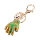 Fashion Rhinestone Crystal Green Football Goalkeeper Glove Charm Purse Bag Key Ring Keychain Keyfob
