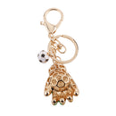 Fashion Rhinestone Crystal Green Football Goalkeeper Glove Charm Purse Bag Key Ring Keychain Keyfob