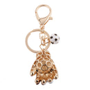 Fashion Rhinestone Crystal White Football Goalkeeper Glove Charm Purse Bag Key Ring Keychain Keyfob