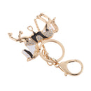 Fashion Rhinestone Crystal Black Horse Charm Purse Bag Key Ring Keychain Keyfob