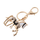 Fashion Rhinestone Crystal Black Horse Charm Purse Bag Key Ring Keychain Keyfob