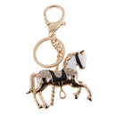 Fashion Rhinestone Crystal Black Horse Charm Purse Bag Key Ring Keychain Keyfob