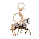 Fashion Rhinestone Crystal Black Horse Charm Purse Bag Key Ring Keychain Keyfob