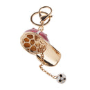 Fashion Rhinestone Crystal Football Cap Charm Purse Bag Key Ring Keychain Keyfob