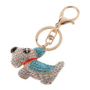 Fashion Rhinestone Crystal Blue Dog Charm Purse Bag Key Ring Keychain Keyfob