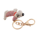 Fashion Rhinestone Crystal Pink Dog Charm Purse Bag Key Ring Keychain Keyfob