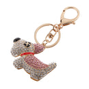 Fashion Rhinestone Crystal Pink Dog Charm Purse Bag Key Ring Keychain Keyfob