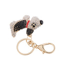 Fashion Rhinestone Crystal Black Dog Charm Purse Bag Key Ring Keychain Keyfob