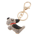 Fashion Rhinestone Crystal Black Dog Charm Purse Bag Key Ring Keychain Keyfob