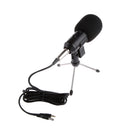 Black USB Computer PC Studio Condenser Microphone Cardioid PC Recording Mic with Tripod Stand