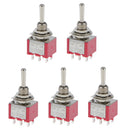 5pcs Red SPST Miniature Toggle Switch on/off Change Model Railway Hobby