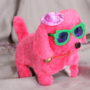 Rose Red Walking Barking Tail Wagging Puppy Dog with Glasses Electronic Toys