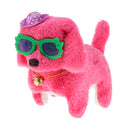 Rose Red Walking Barking Tail Wagging Puppy Dog with Glasses Electronic Toys