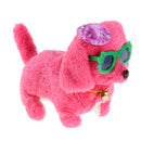 Rose Red Walking Barking Tail Wagging Puppy Dog with Glasses Electronic Toys