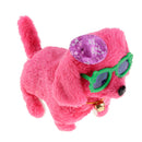 Rose Red Walking Barking Tail Wagging Puppy Dog with Glasses Electronic Toys