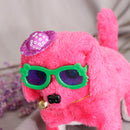 Rose Red Walking Barking Tail Wagging Puppy Dog with Glasses Electronic Toys