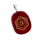 Engraved Red Agate Chakra Reiki Energy Healing Crystal Jewellery Pendant