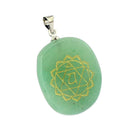 Engraved Green Aventurine Chakra Reiki Healing Crystal Jewellery Pendant