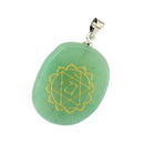 Engraved Green Aventurine Chakra Reiki Healing Crystal Jewellery Pendant